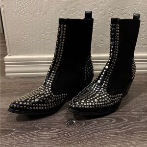 Black Studded Women's Ankle Boots